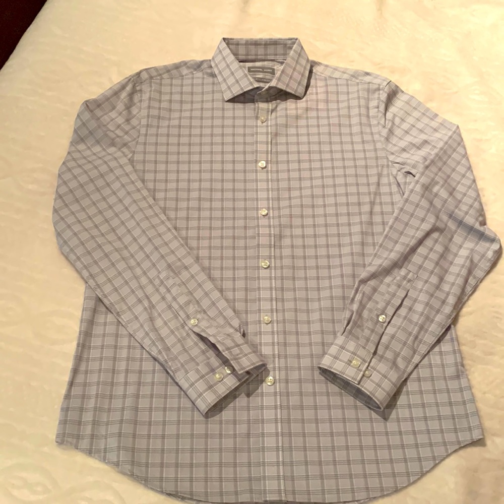 Michael Kors button down dress shirt, grey and white. NWTs 16 34-35